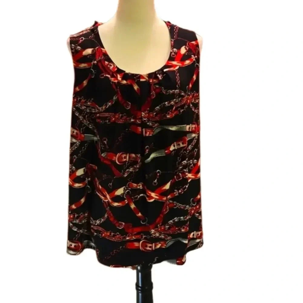Jones Studio Women's Chain Print Tank Top Lined 24W (Runs Small @ 2X Size)